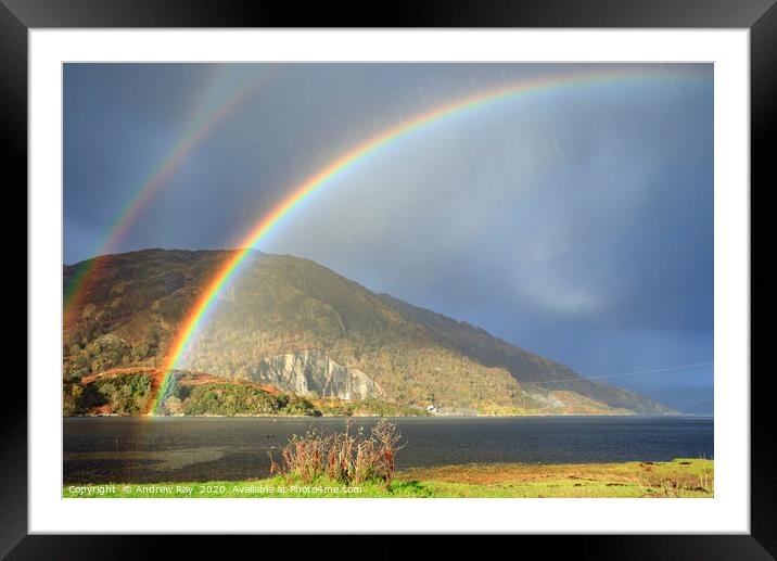 Rainbows over Loch Etive Framed Mounted Print by Andrew Ray