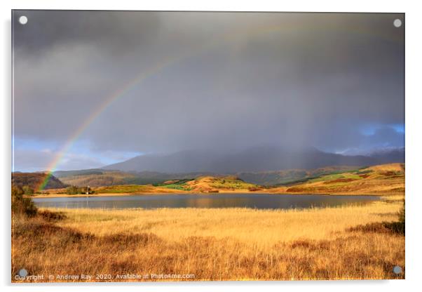 Loch Tromlee rainbow Acrylic by Andrew Ray