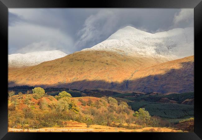 Snow on Ben Cruachan Framed Print by Andrew Ray