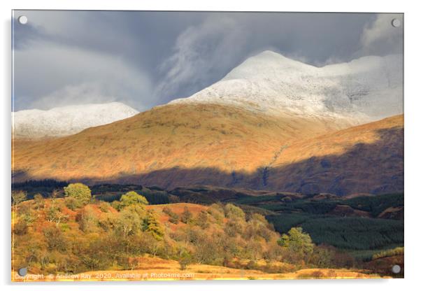 Snow on Ben Cruachan Acrylic by Andrew Ray
