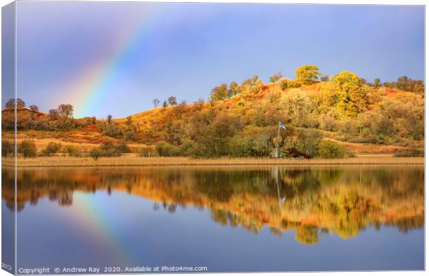 Rainbow Reflections (Tromlee Castle) Canvas Print by Andrew Ray