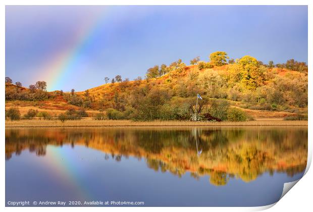 Rainbow Reflections (Tromlee Castle) Print by Andrew Ray