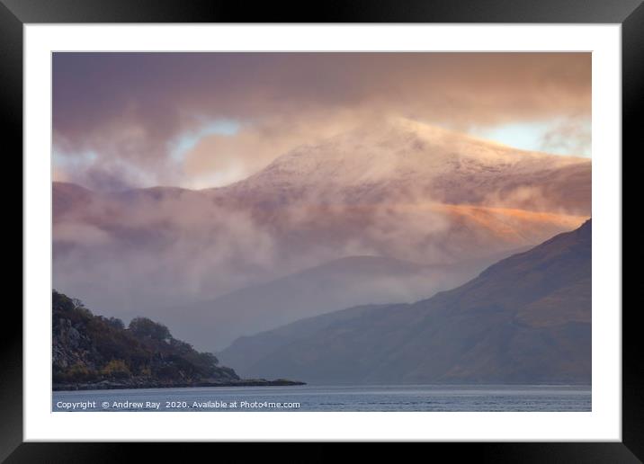 Mountain in the clouds (Taynuilt) Framed Mounted Print by Andrew Ray