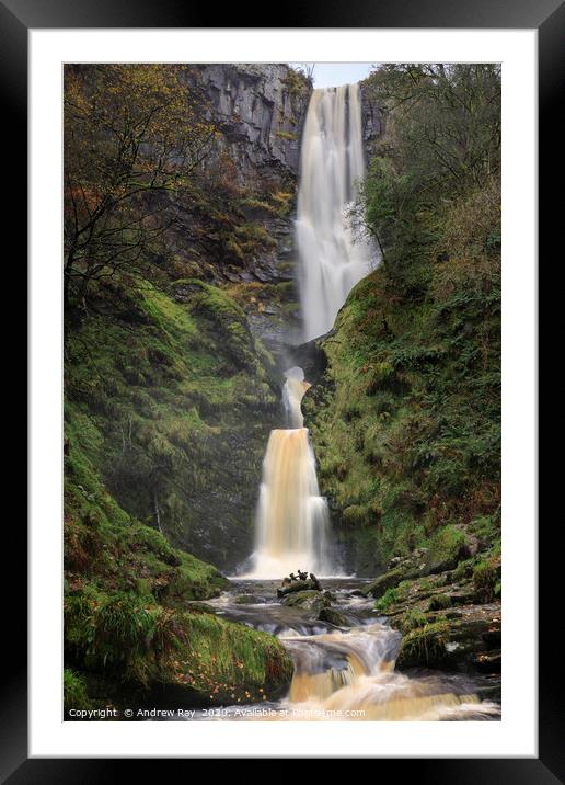 Pistyll Rhaeadr waterfalls Framed Mounted Print by Andrew Ray