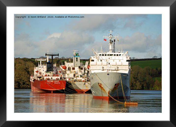 shipping tankers moored up  Framed Mounted Print by Kevin Britland