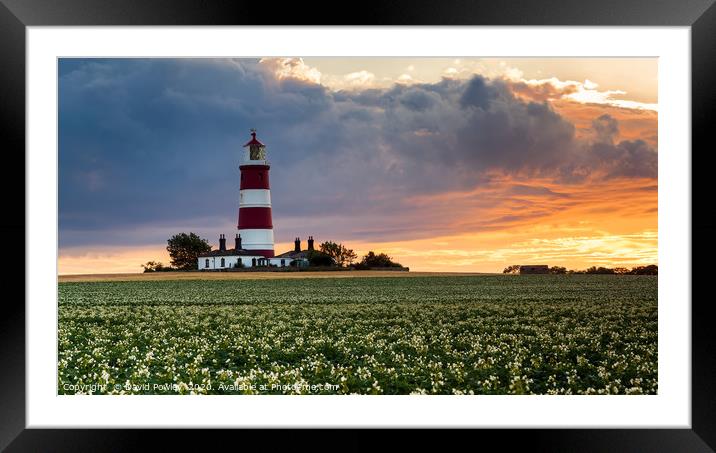 Summer sunset at Happisburgh Lighthouse Framed Mounted Print by David Powley