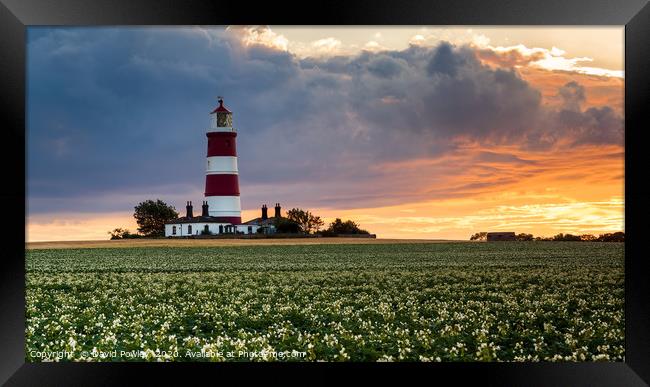 Summer sunset at Happisburgh Lighthouse Framed Print by David Powley