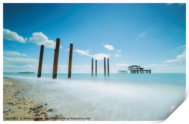 Two Piers Print by Richard Taylor