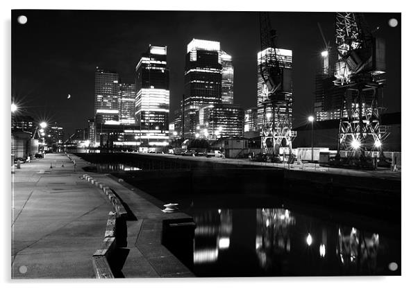 Nightfall at Canary Wharf Acrylic by Jonathan Pankhurst