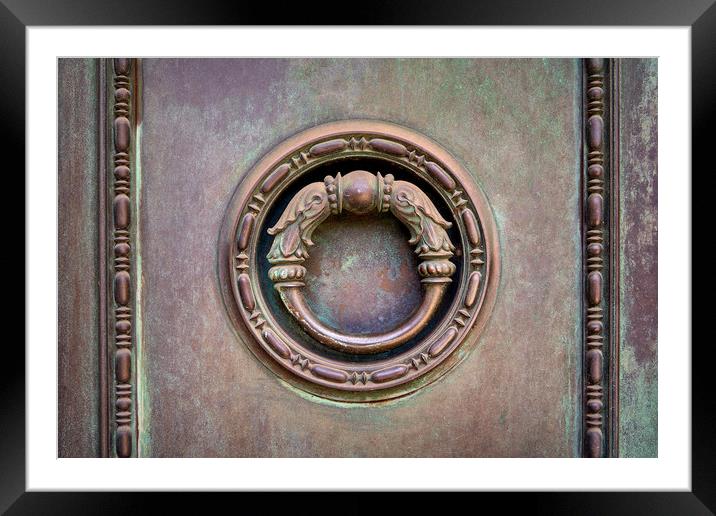 Bronze Door Framed Mounted Print by Richard Downs