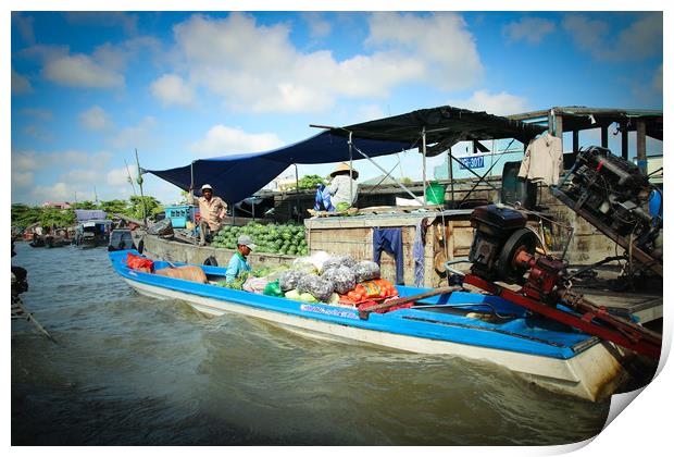 River boat on the Mekong Delta at Hoi An Print by Simon Marlow