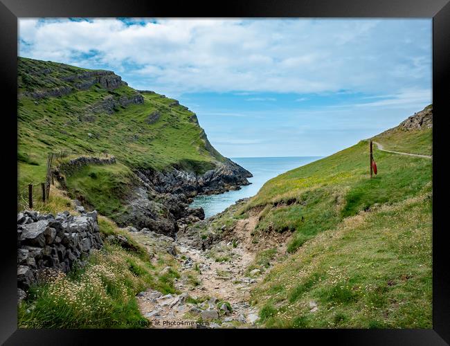 The path to Mewslade Bay in the Gower Peninsula Framed Print by Chris Yaxley