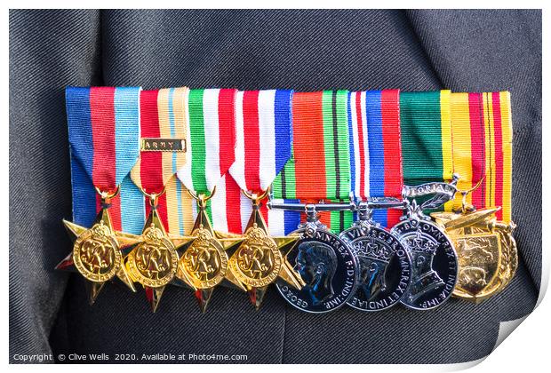 Proud row of medals Print by Clive Wells