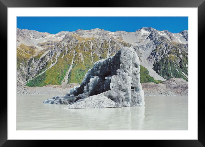 Big iceberg on Mt Cook Tasman Glacier Lake Framed Mounted Print by federico stevanin