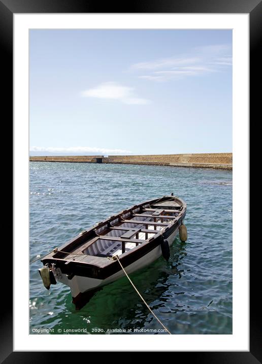 Boat in the port of Chania, Crete Framed Mounted Print by Lensw0rld 