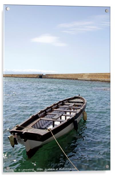 Boat in the port of Chania, Crete Acrylic by Lensw0rld 