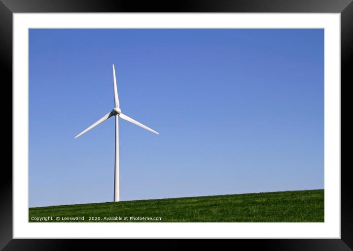 Wind turbine on a field Framed Mounted Print by Lensw0rld 