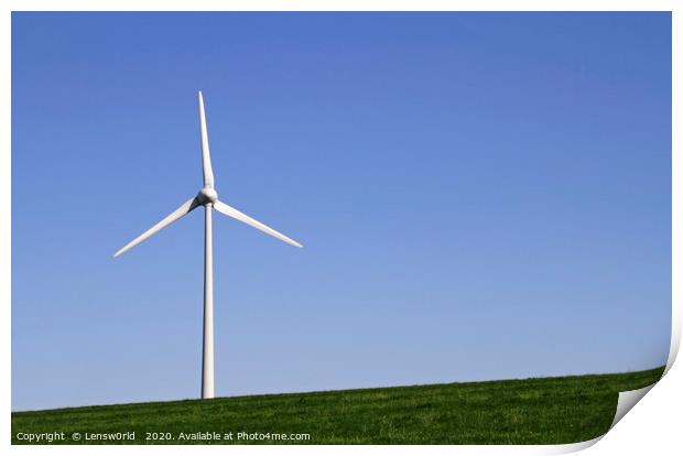 Wind turbine on a field Print by Lensw0rld 