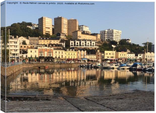 Torquay Harbour reflections Canvas Print by Paula Palmer canvas