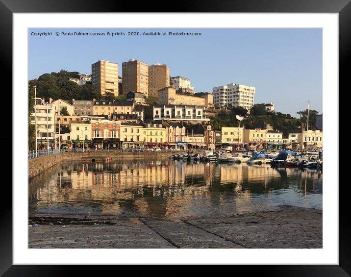 Torquay Harbour reflections Framed Mounted Print by Paula Palmer canvas