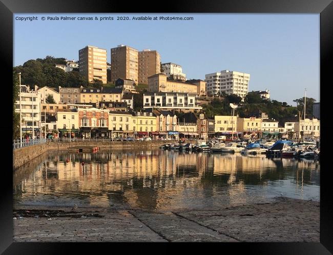 Torquay Harbour reflections Framed Print by Paula Palmer canvas