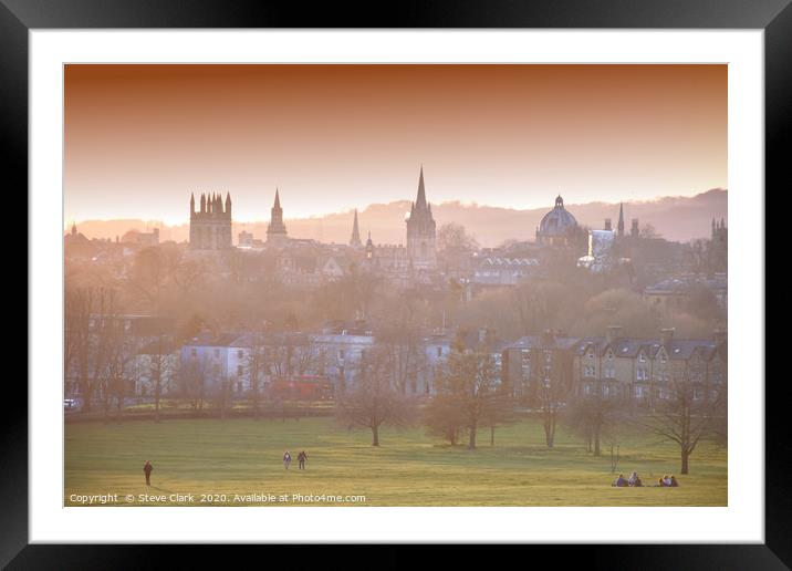 Oxford evening skyline over the City of Dreaming S Framed Mounted Print by Steve Clark