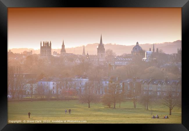 Oxford, evening, skyline, City, Dreaming Spires Framed Print by Steve Clark