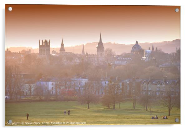 Oxford, evening, skyline, City, Dreaming Spires Acrylic by Steve Clark