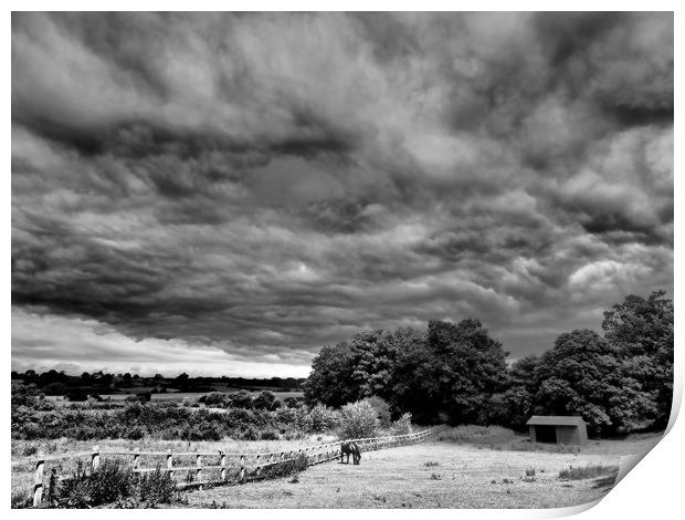 Stormy skies black and white Print by mark humpage