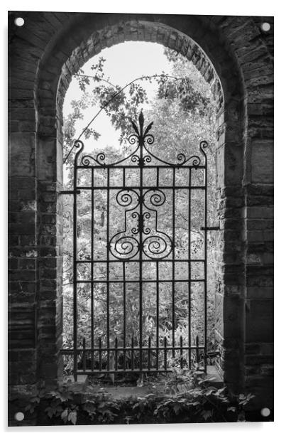 Old gate in an English walled garden Acrylic by Andrew Kearton