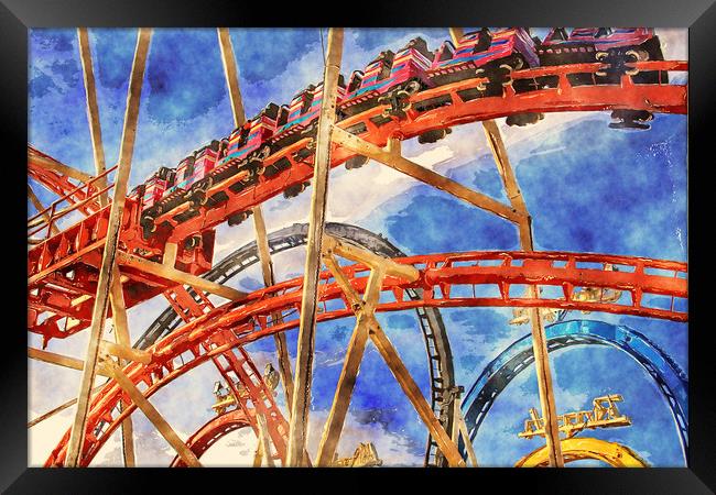 Happy roller coaster Framed Print by Luisa Vallon Fumi