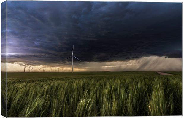Wind farm Storm, Colorado Canvas Print by John Finney