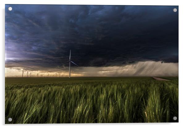 Wind farm Storm, Colorado Acrylic by John Finney