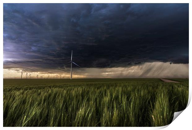 Wind farm Storm, Colorado Print by John Finney