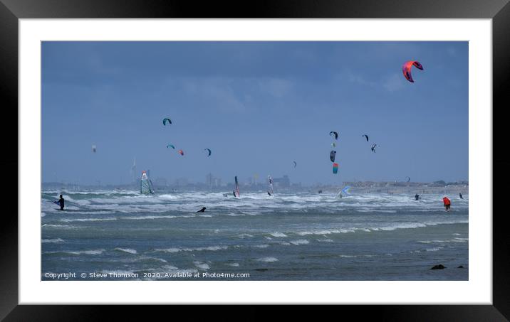 Windy Day at the Beach Framed Mounted Print by Steve Thomson