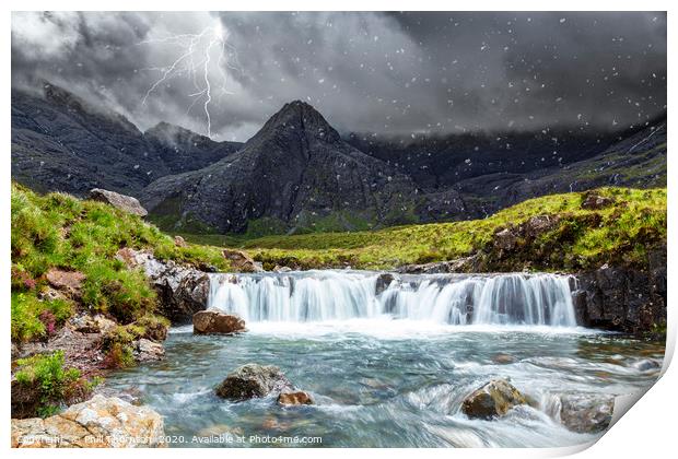 Spring lightning storm at the Fairy Pools. Print by Phill Thornton