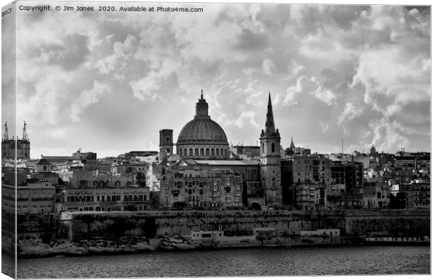 Valletta in black and white Canvas Print by Jim Jones