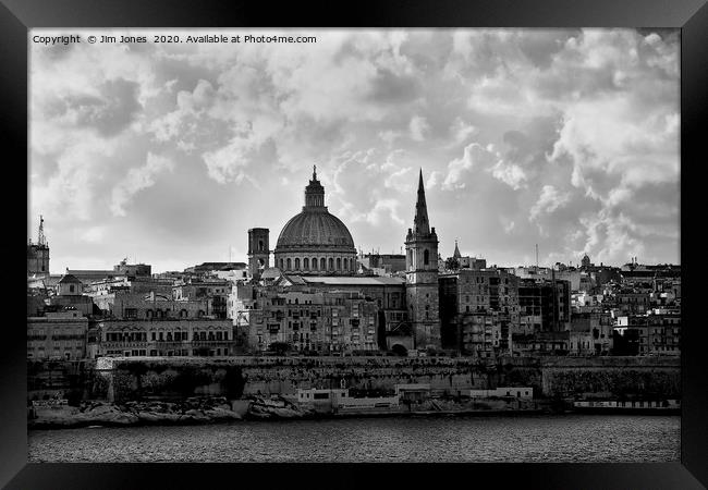 Valletta in black and white Framed Print by Jim Jones