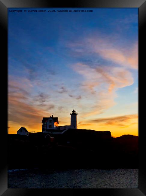 Nubble Lighthouse Sunrise 3 Framed Print by Steven Ralser
