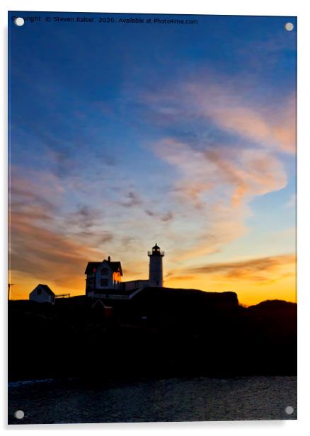 Nubble Lighthouse Sunrise 3 Acrylic by Steven Ralser