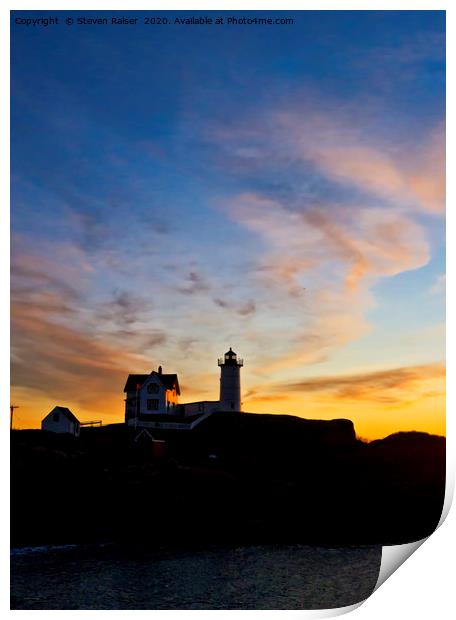 Nubble Lighthouse Sunrise 3 Print by Steven Ralser