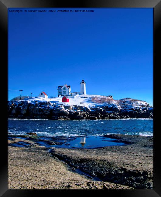 Winter at the Nubble Lighthouse - York - Maine III Framed Print by Steven Ralser