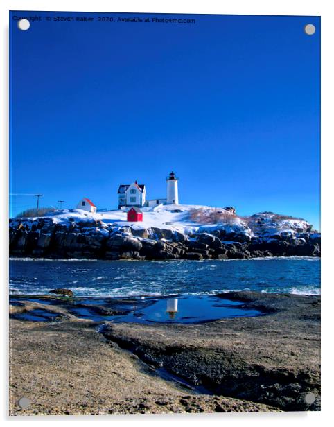 Winter at the Nubble Lighthouse - York - Maine III Acrylic by Steven Ralser