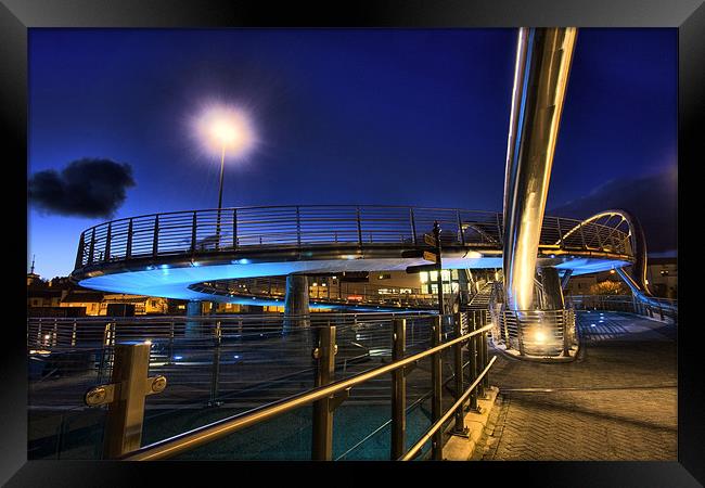 Holyhead New Bridge at night Framed Print by Gail Johnson