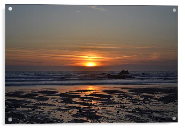 Beach Sunset Acrylic by Jules Camfield