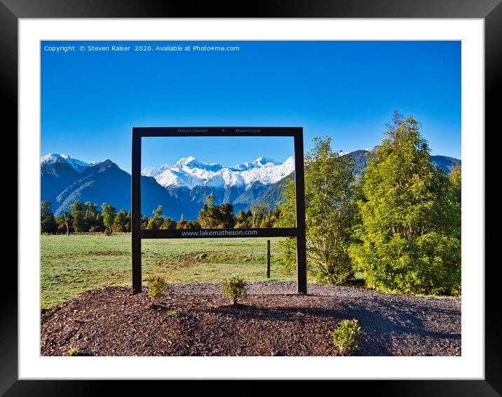 Mt Cook and Mt Tasman - New Zealand Alps Framed Mounted Print by Steven Ralser