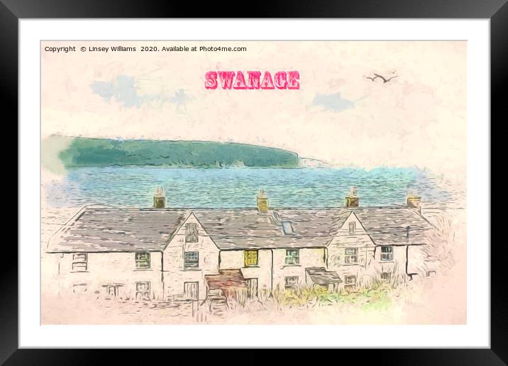Peveril Point Cottages Swanage Framed Mounted Print by Linsey Williams