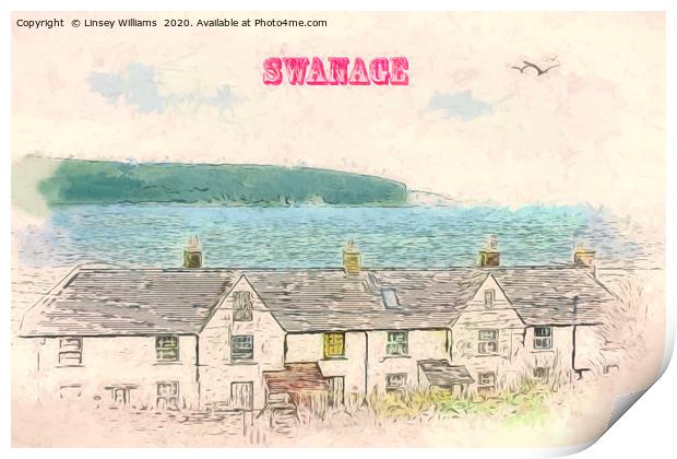 Peveril Point Cottages Swanage Print by Linsey Williams