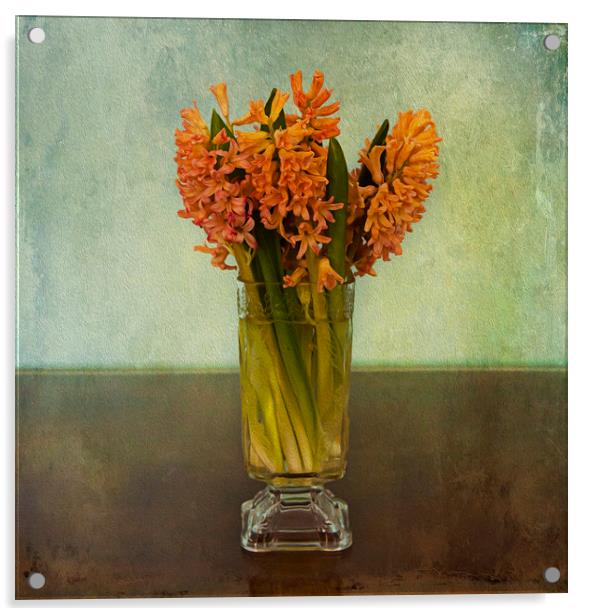 Digital fine art, hyacinth bouquet in glass Acrylic by Luisa Vallon Fumi