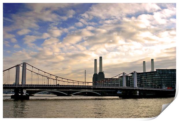 Chelsea Bridge Battersea Power Station London Print by Andy Evans Photos